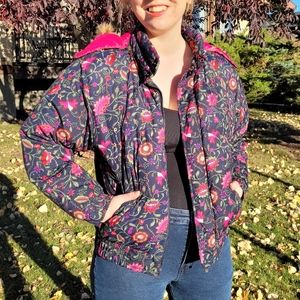 Vintage paisley print down filled puffer jacket